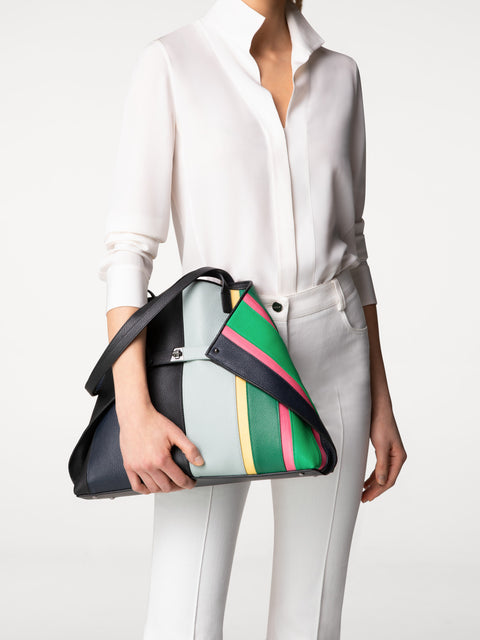 Medium Ai Schultertasche aus Polychromatic Leder und Rosshaarstreifen