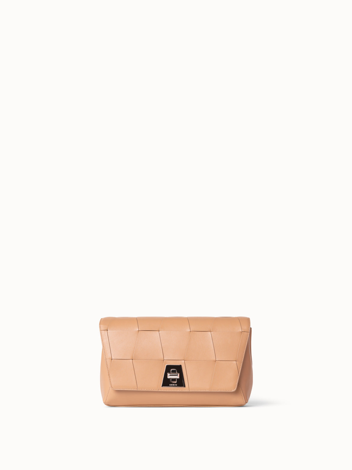 Anouk Day Bag in Braided Leather Trapezoids - beige