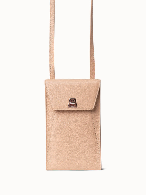 Anouk Phone Pouch in Leather - beige