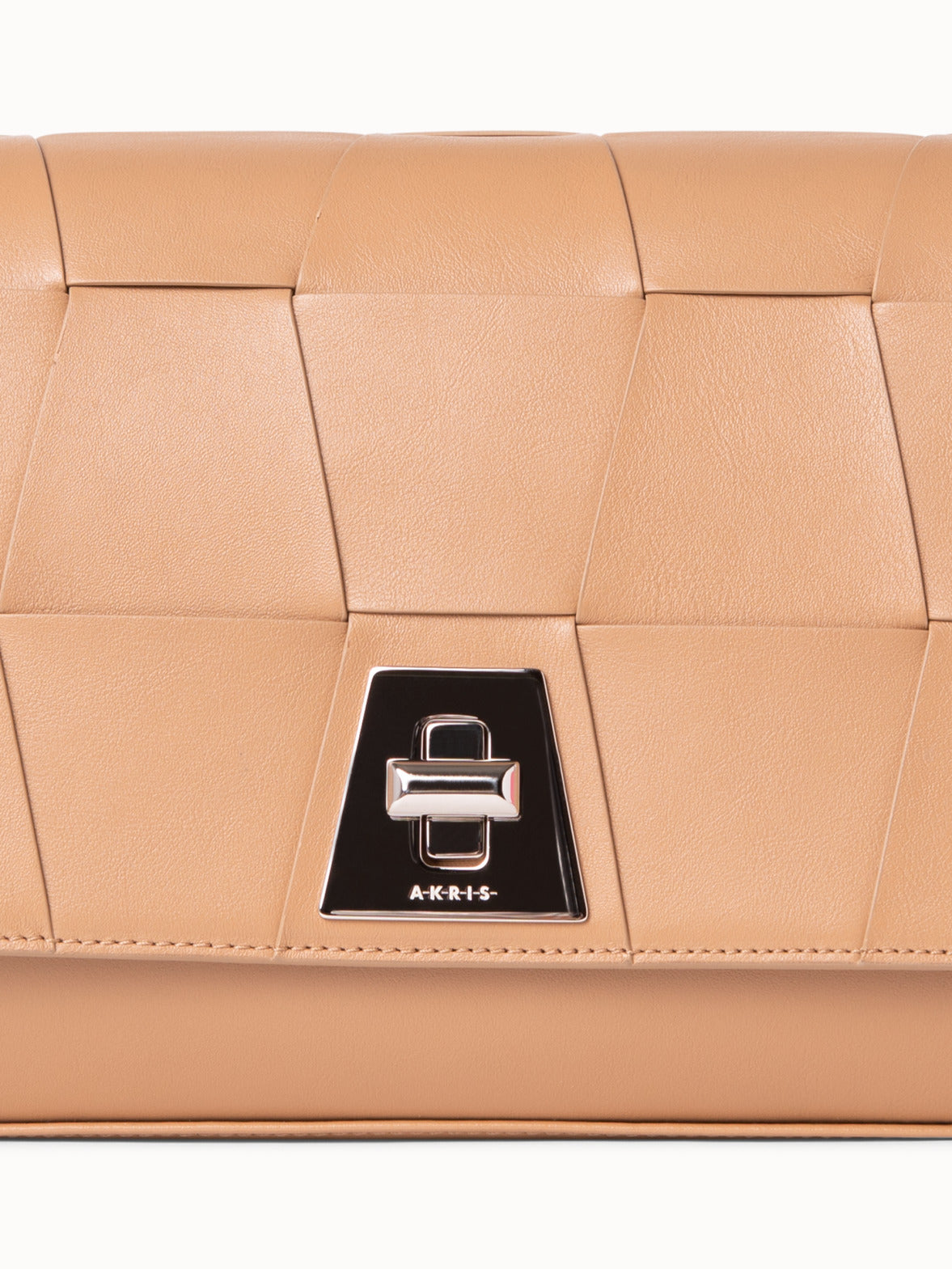 Anouk Day Bag in Braided Leather Trapezoids - beige