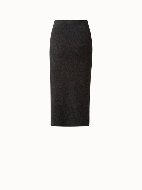 Wool Cashmere Ribbed Knit Skirt