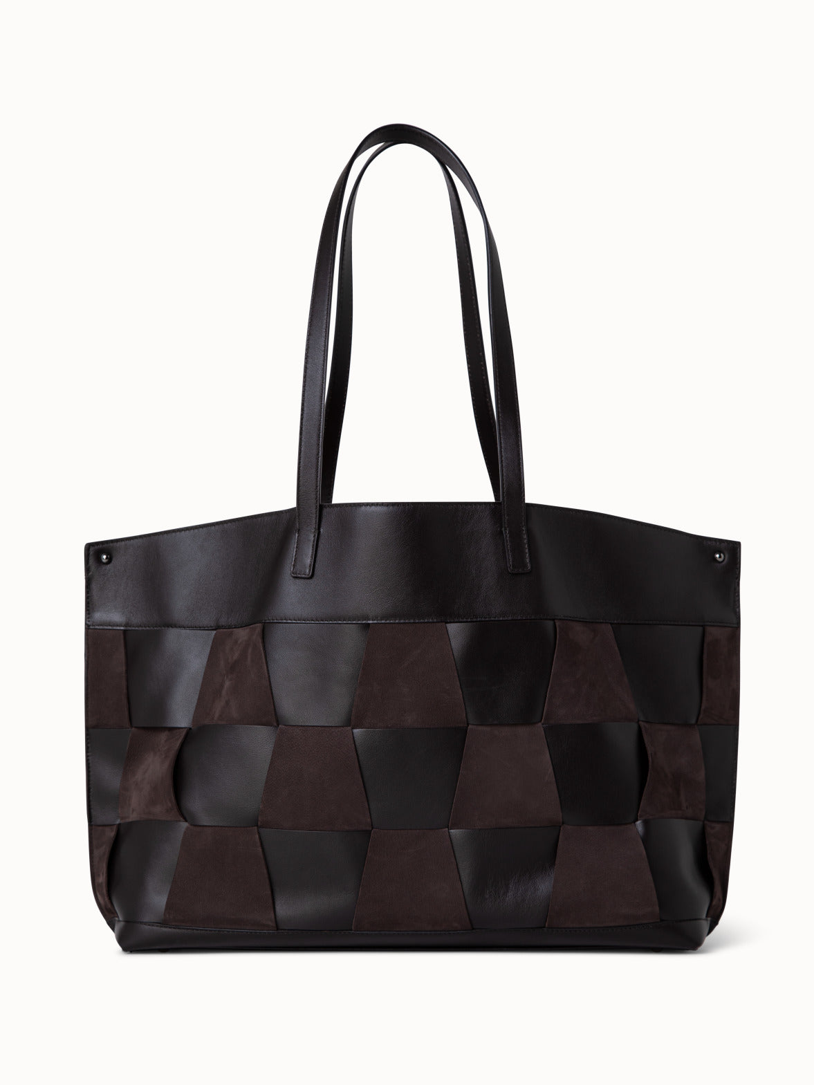 Medium Ai Shoulder Bag in Braided Leather and Nubuck Trapezoids - brown