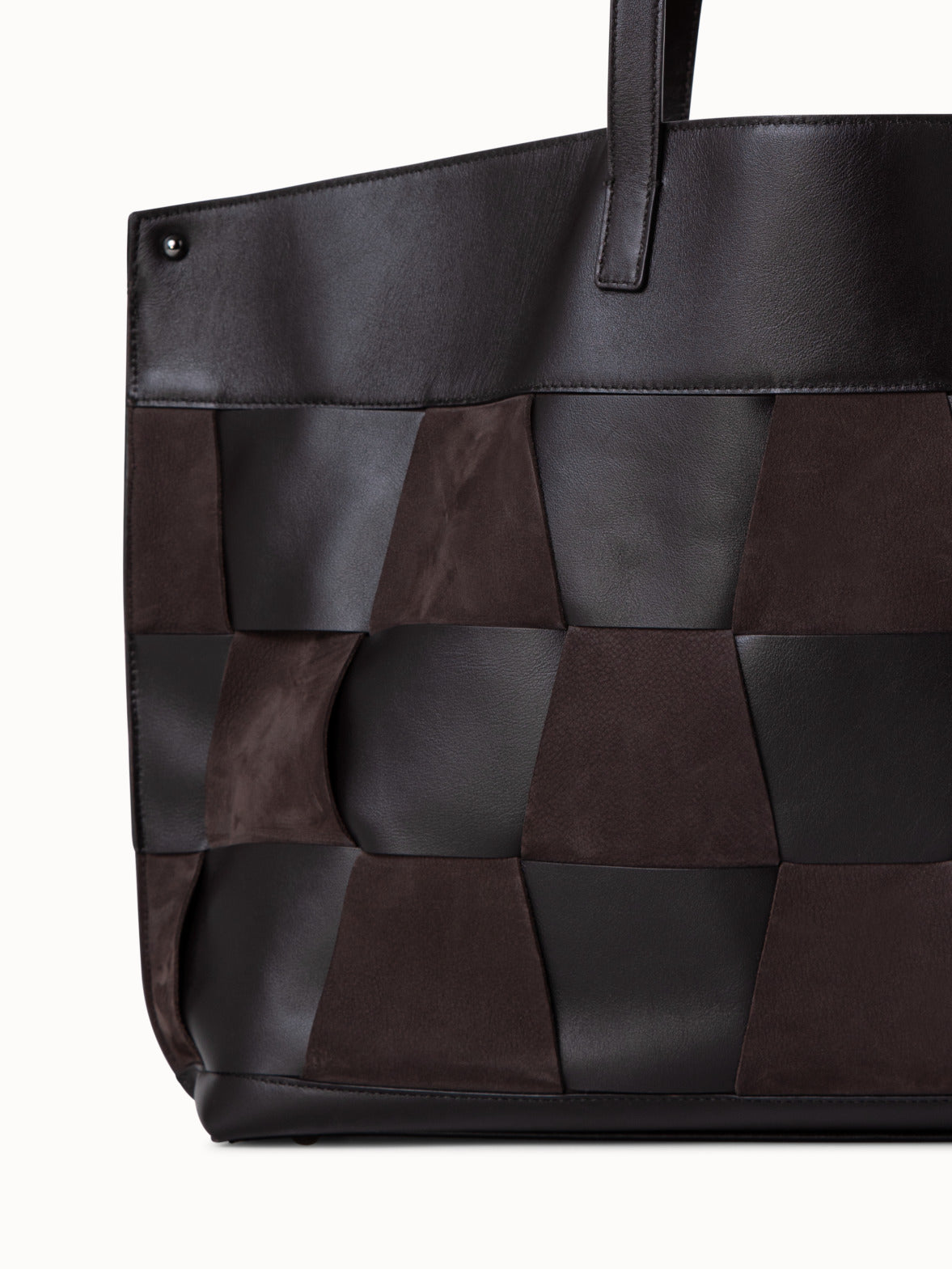 Medium Ai Shoulder Bag in Braided Leather and Nubuck Trapezoids - brown