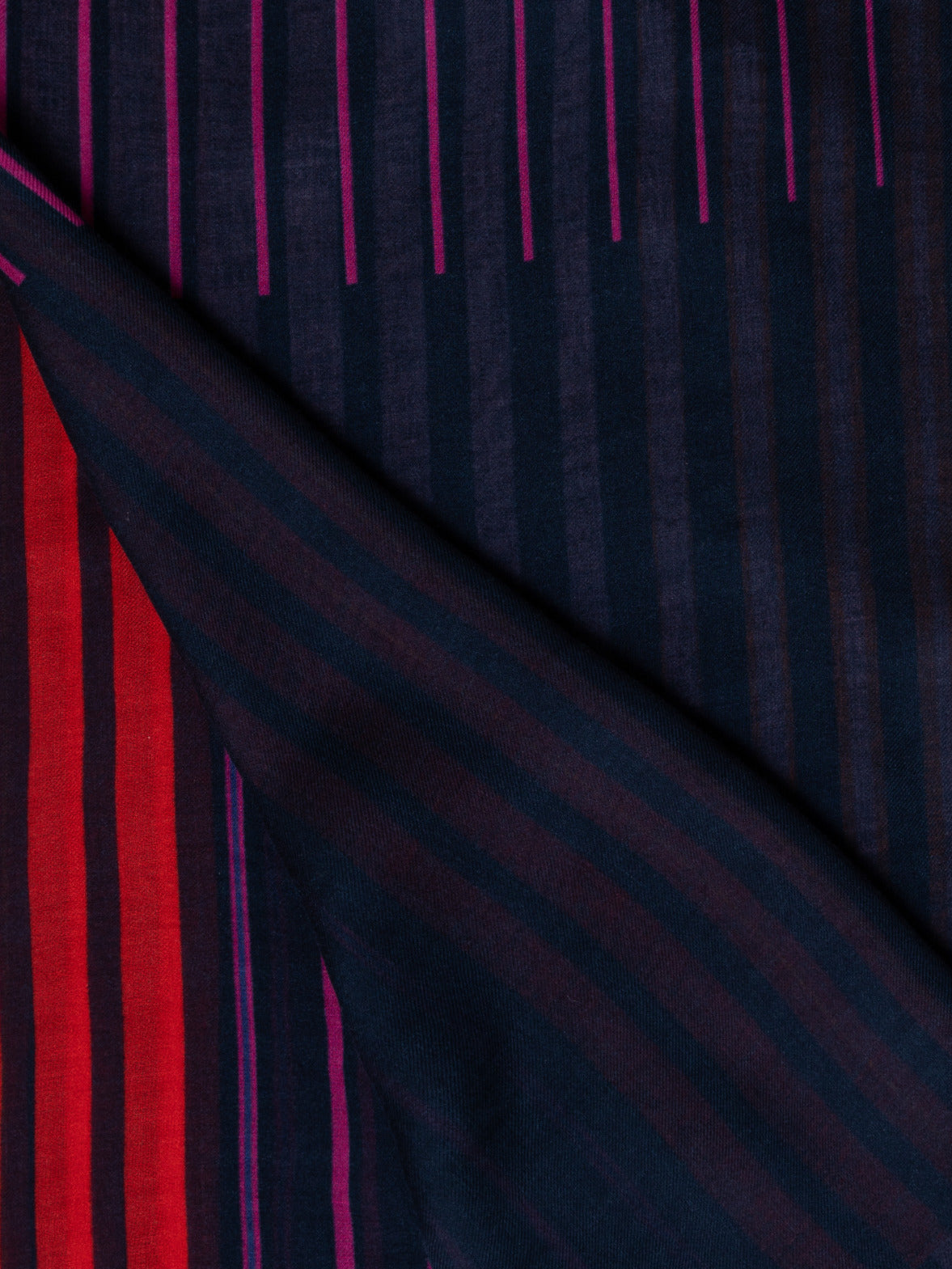 Modal Scarf with Layered Stripe Print - navy - multicolor