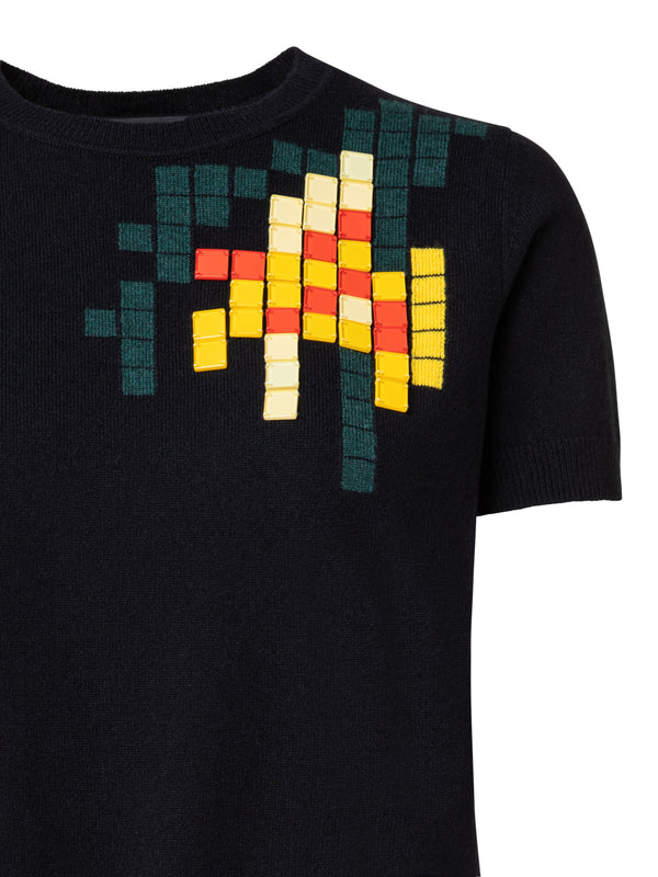 Daffodils Intarsia And Stone Embellishment Knit