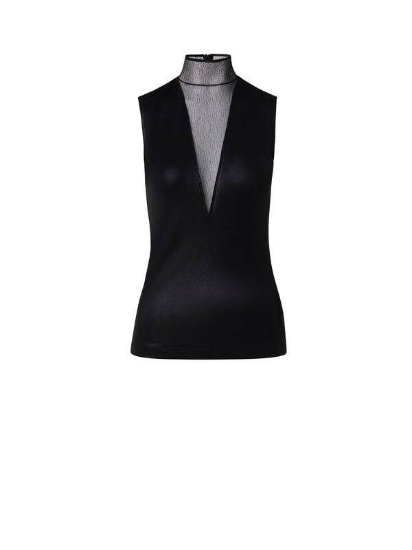 Liquid Jersey Transparent V-Neck Top