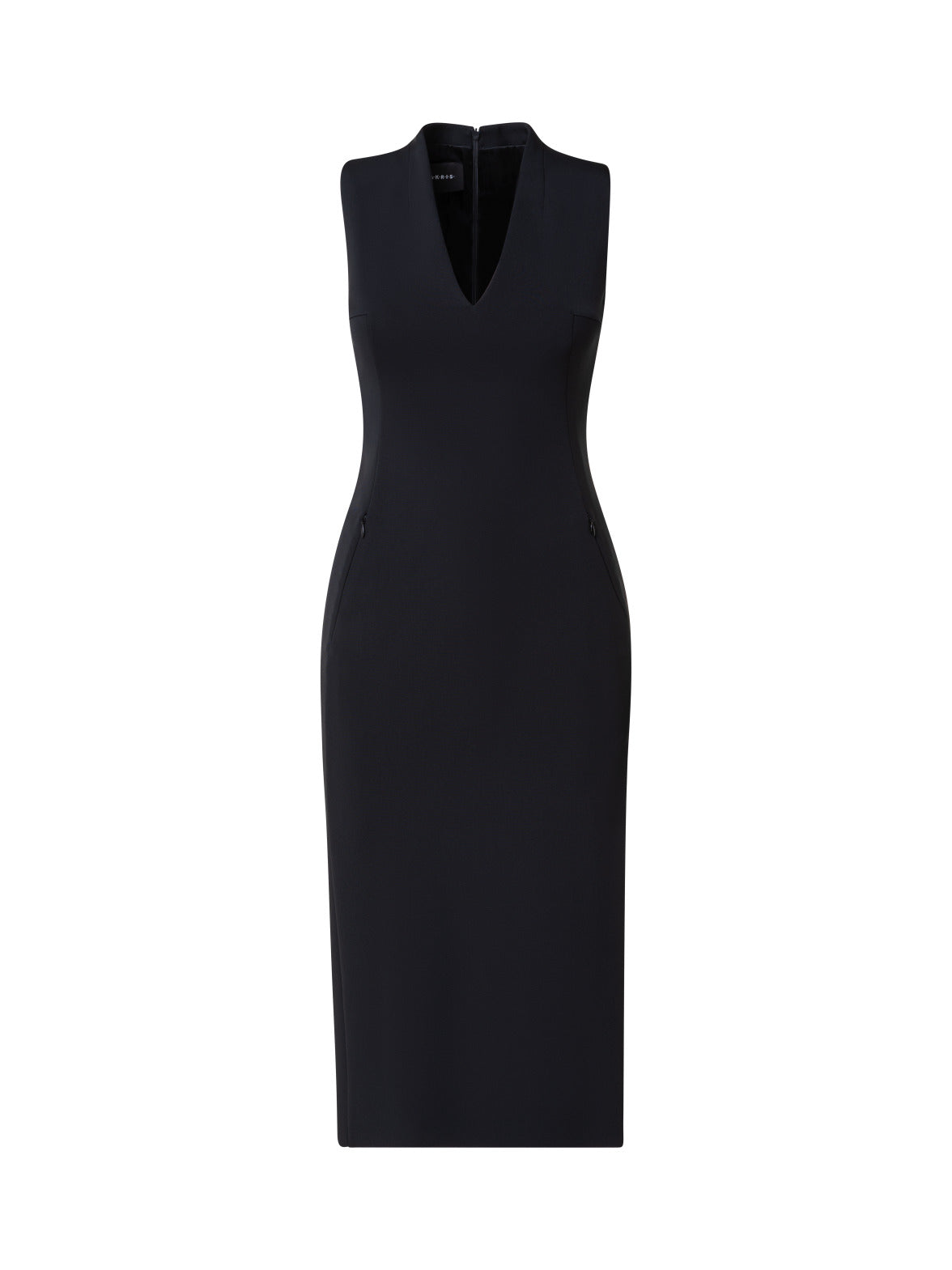 Wool Double Face V-Neck Sheath Dress