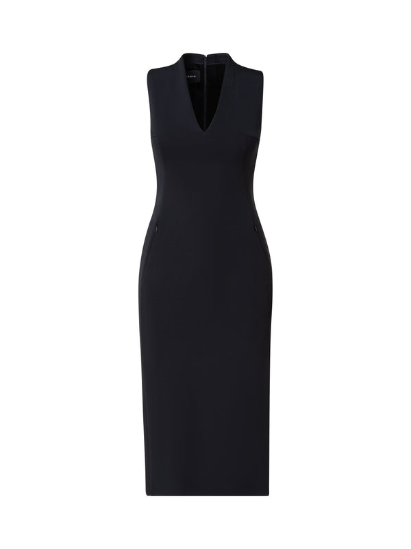 Wool Double Face V-Neck Sheath Dress