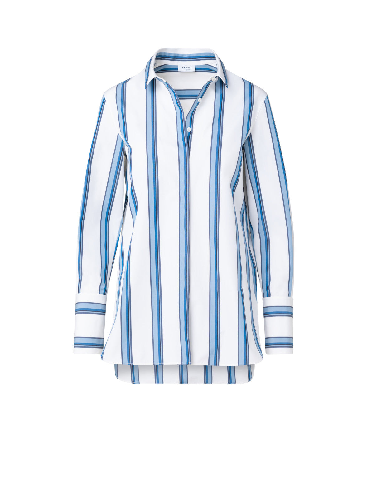 Shirt Blouse In Striped Cotton Popeline