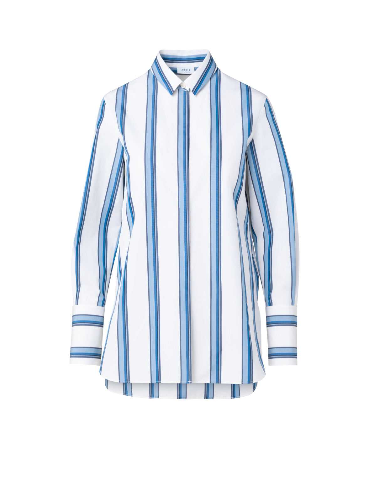 Shirt Blouse In Striped Cotton Popeline