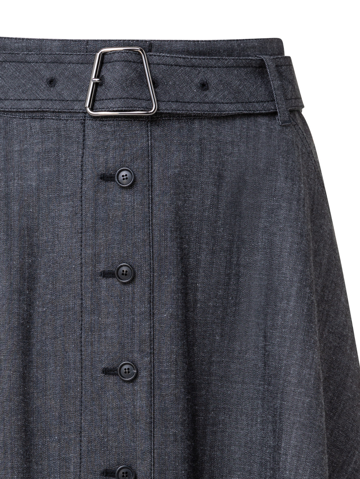 Cotton Denim Full Belted Skirt