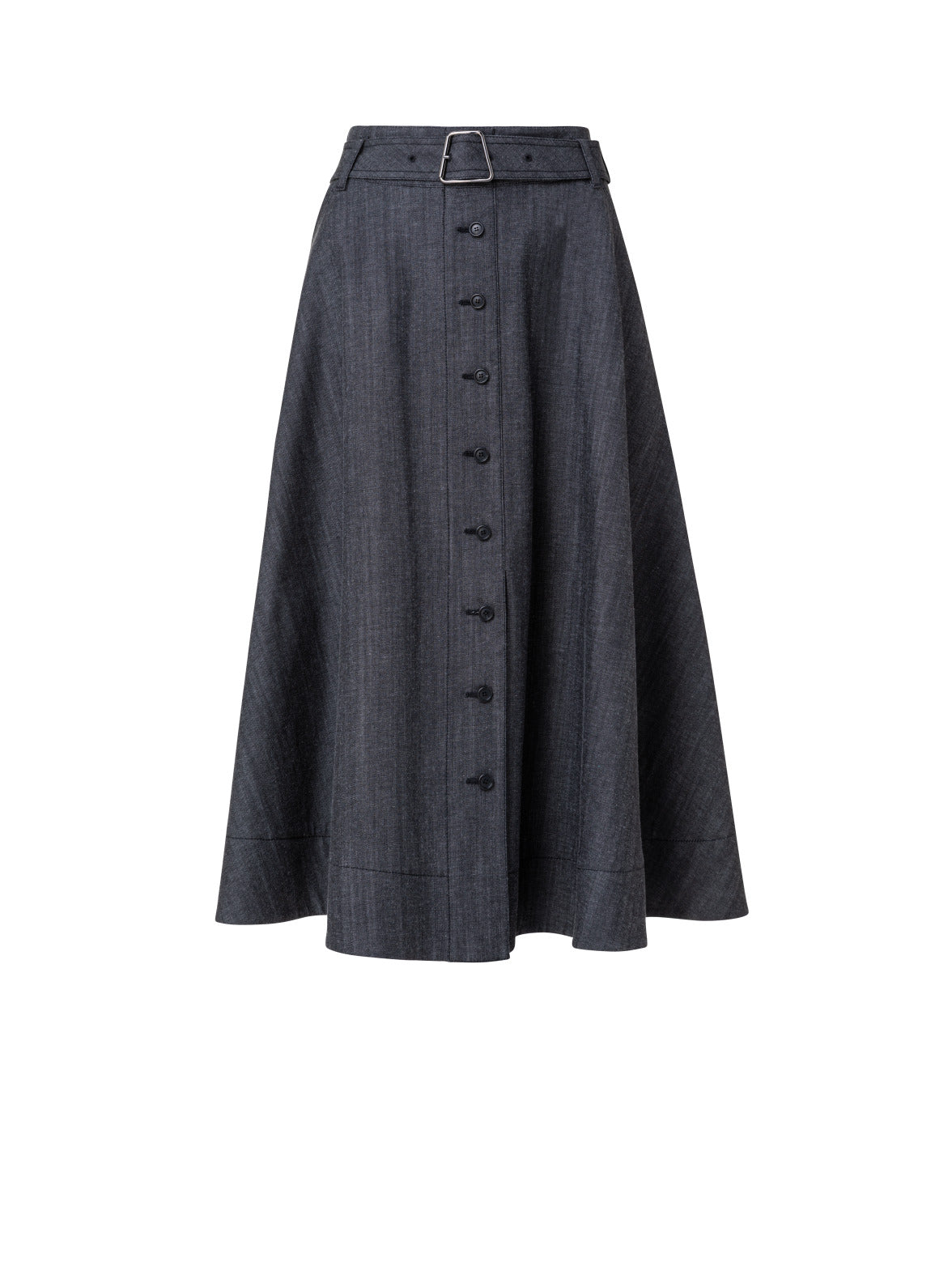 Cotton Denim Full Belted Skirt