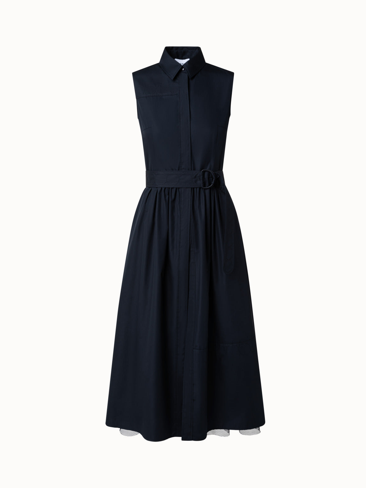 Cotton Poplin Midi Dress - black