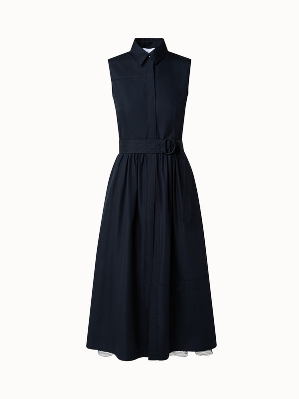 Cotton Poplin Midi Dress - black