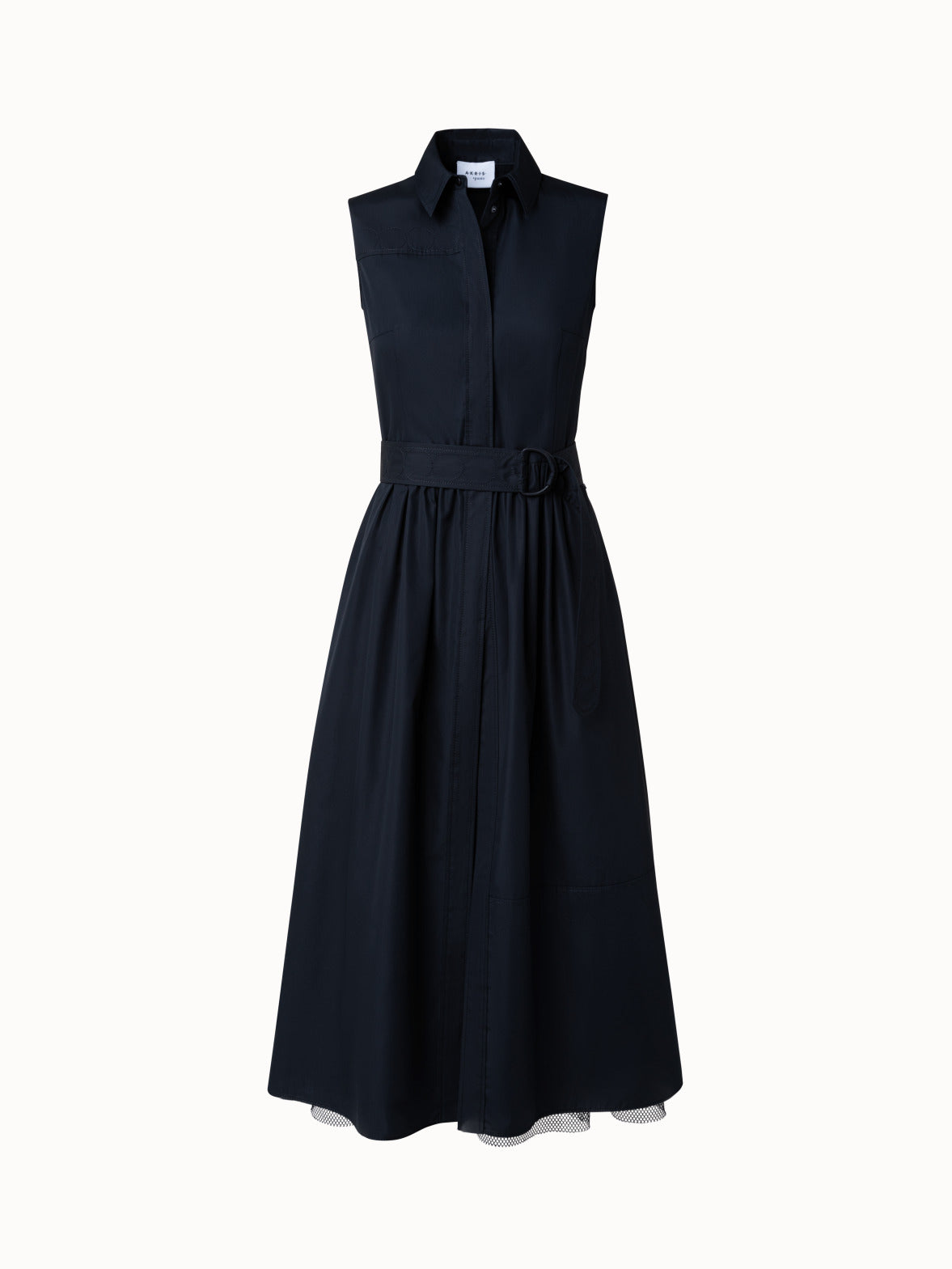 Cotton Poplin Midi Dress - black