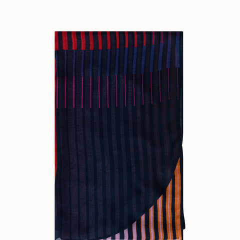 Modal Scarf with Layered Stripe Print