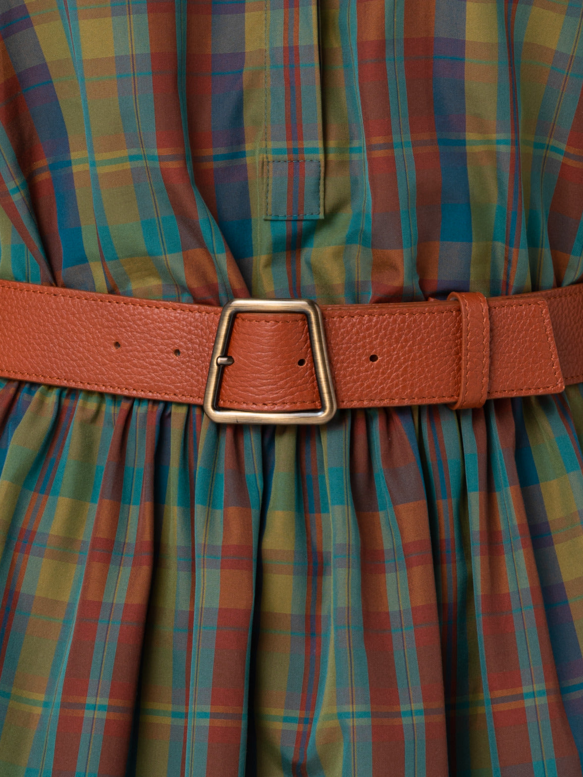 Cotton Poplin Check Shirt Dress