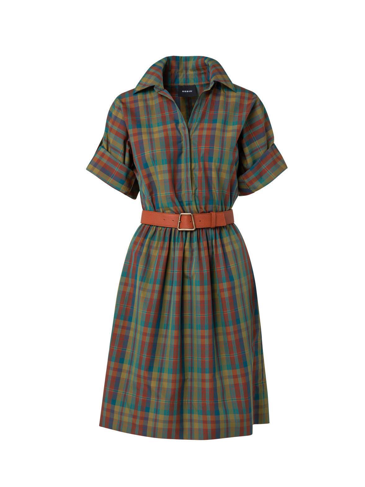 Cotton Poplin Check Shirt Dress