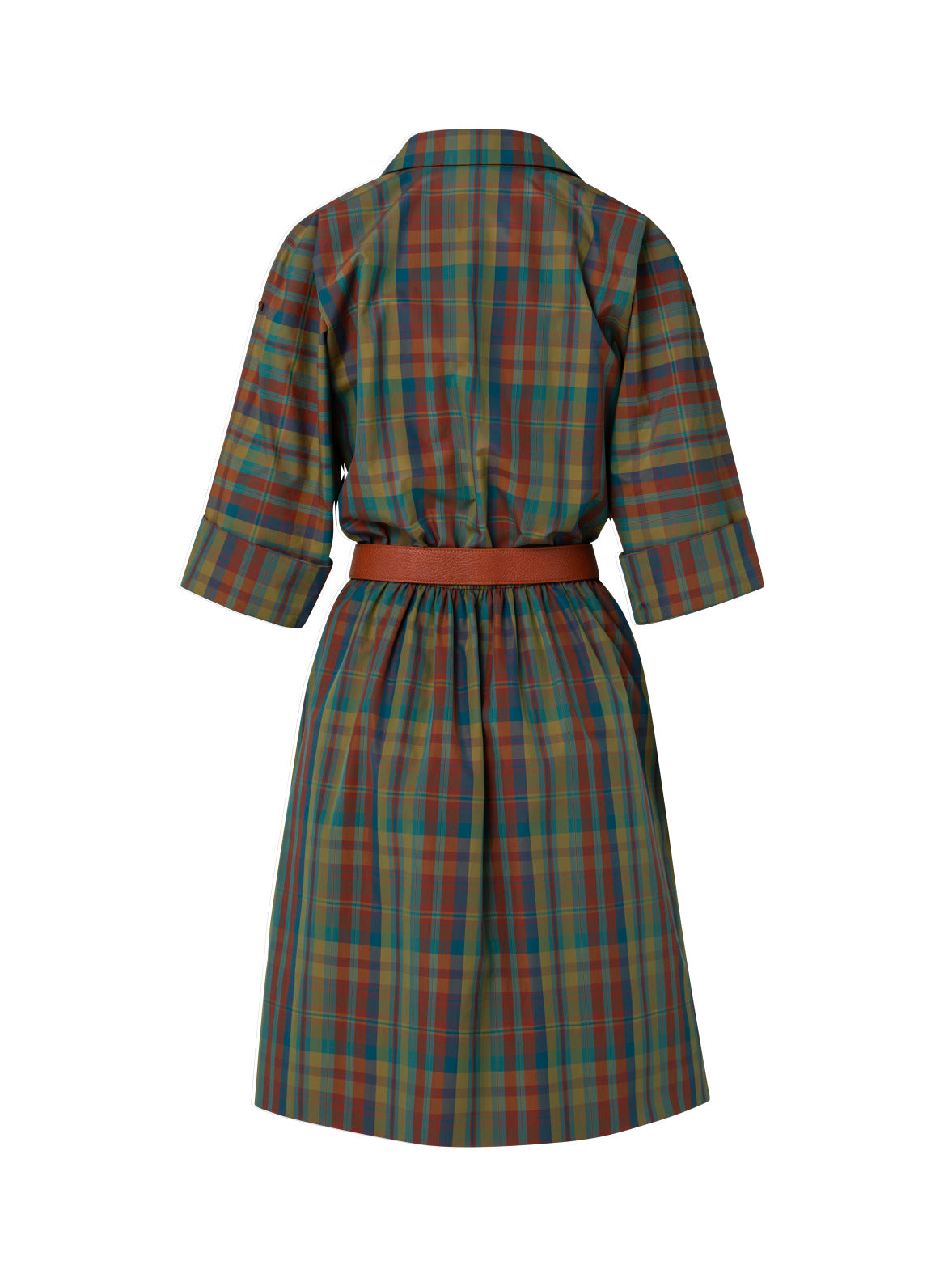Cotton Poplin Check Shirt Dress