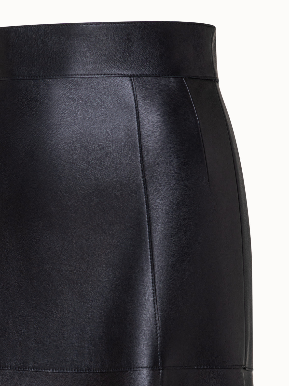 Flared Lambskin Leather Midi Skirt - black
