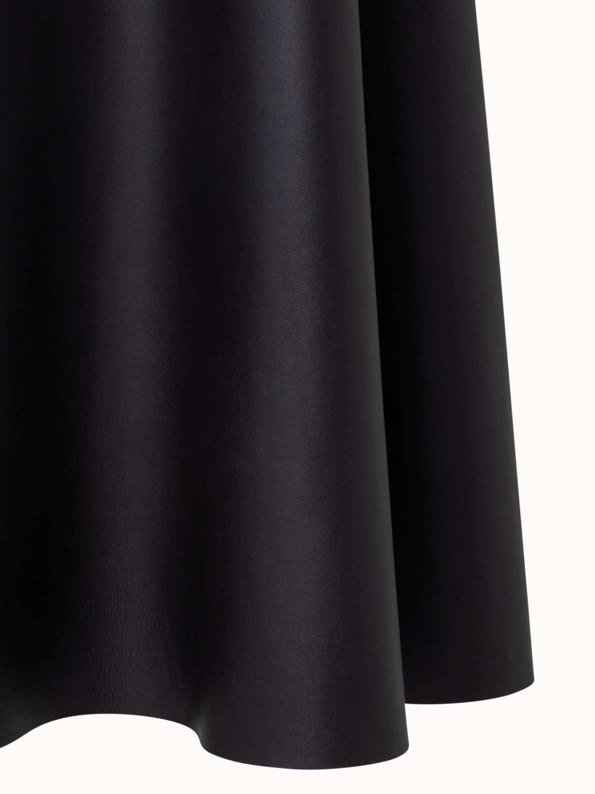 Flared Lambskin Leather Midi Skirt - black