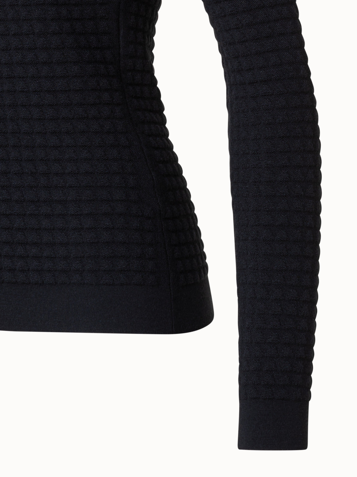 Trapezoid Grid Wool Silk Stretch Jacquard Pullover - black