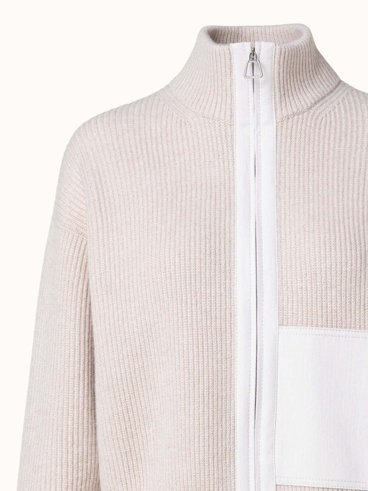 Boxy Cashmere Zip Cardigan - beige