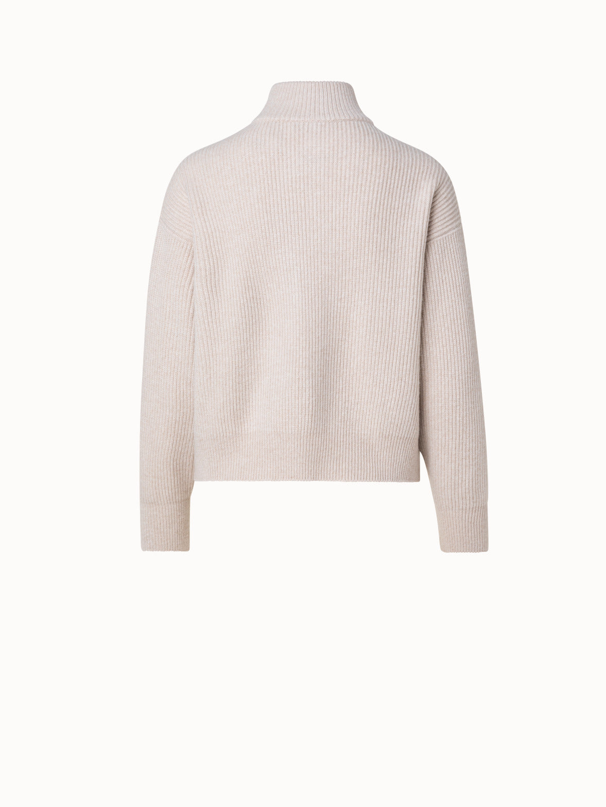 Boxy Cashmere Zip Cardigan - beige