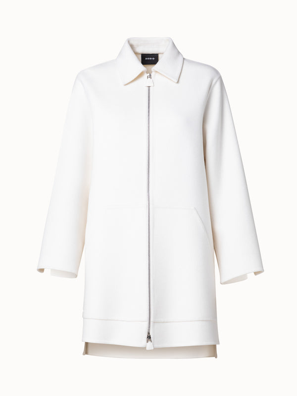 Cashmere Double-Face Short Coat - ecru - white