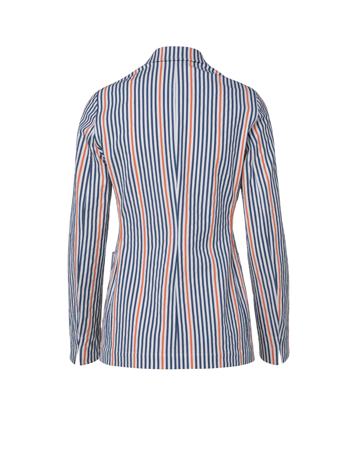 Three Button Blazer In Cotton Seersucker Stretch