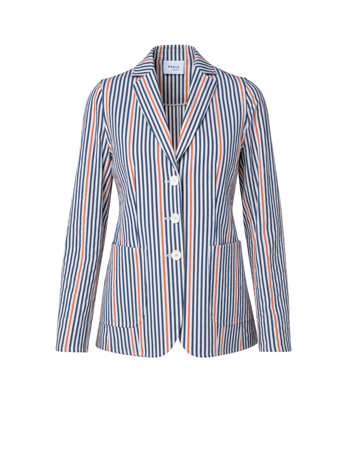 Three Button Blazer In Cotton Seersucker Stretch