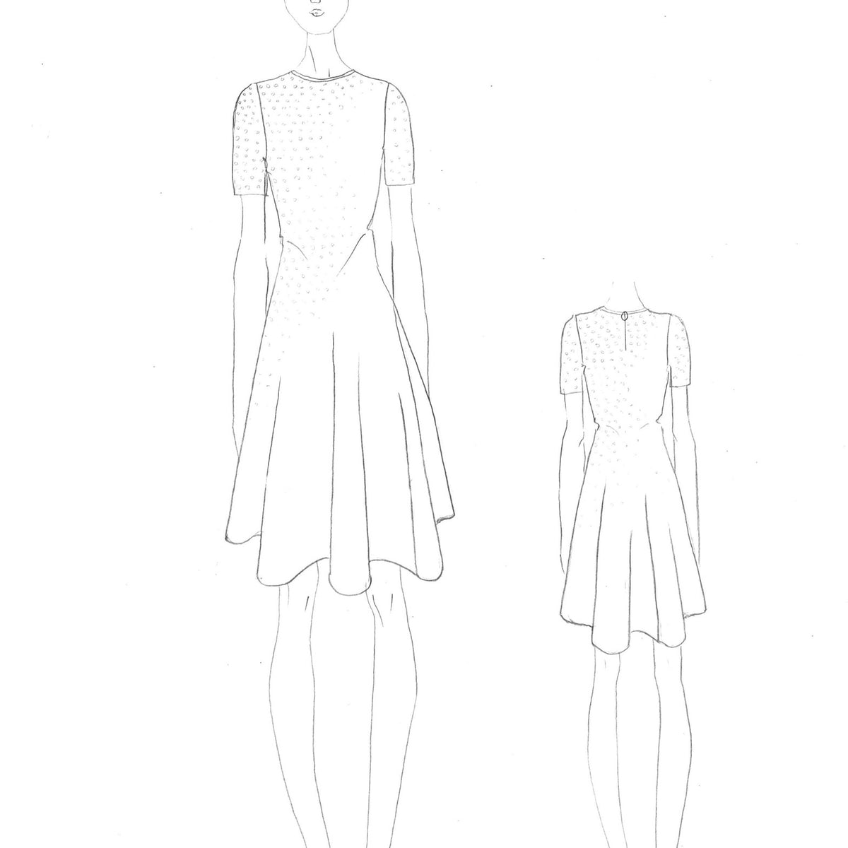 Punto Intarscia Flared Viscose Knit Dress