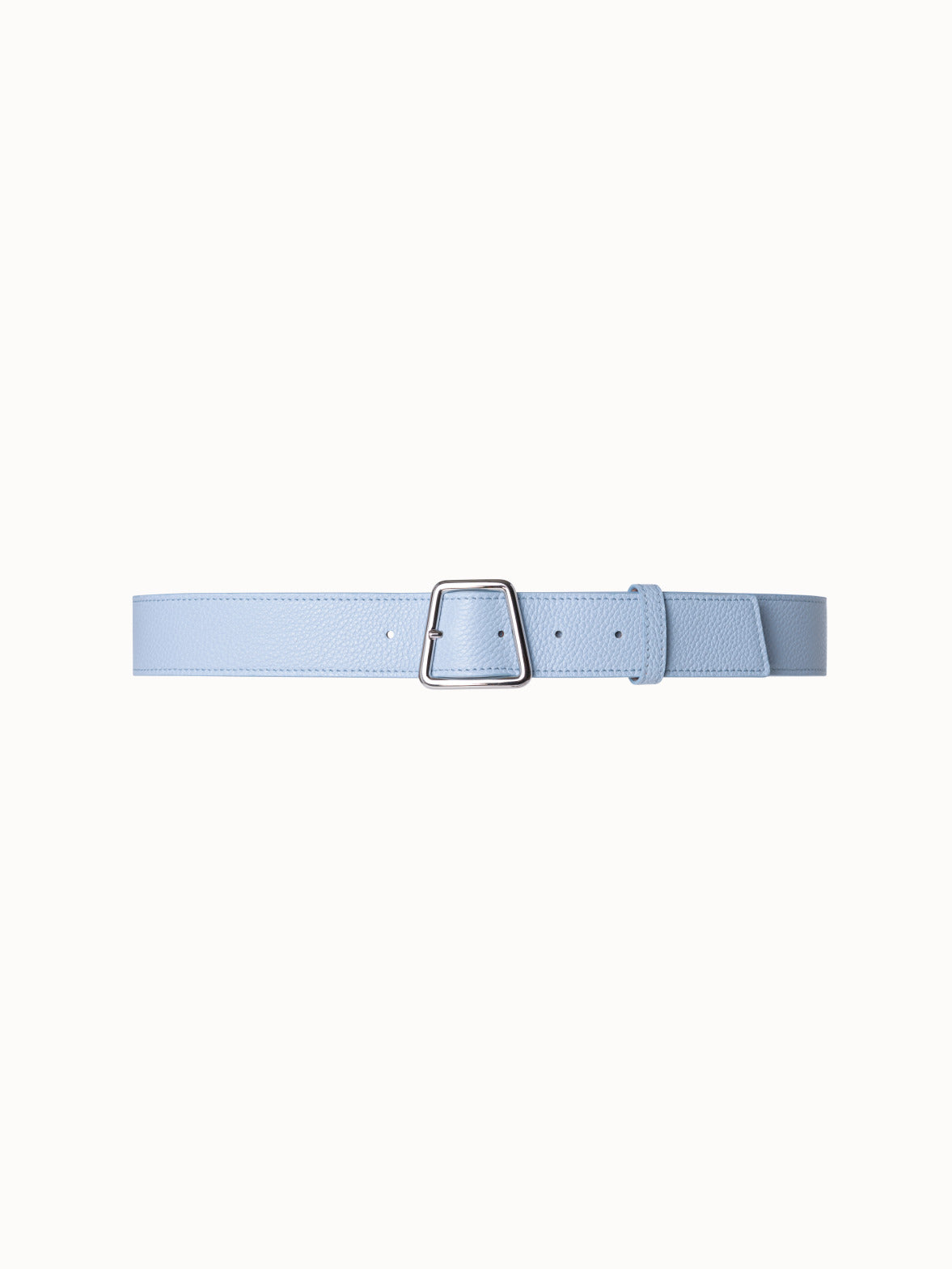 Leather Belt with Trapezoid Buckle - blue