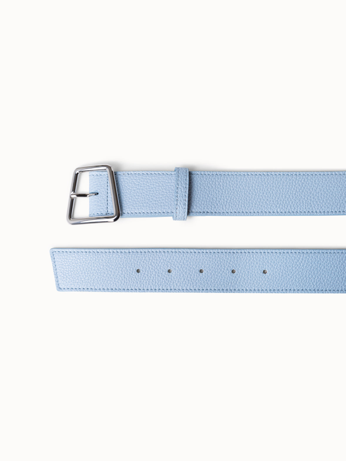Leather Belt with Trapezoid Buckle - blue