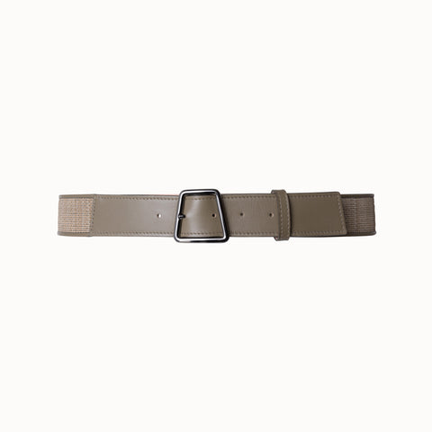 Leather and Horsehair Trapezoid Buckle Belt