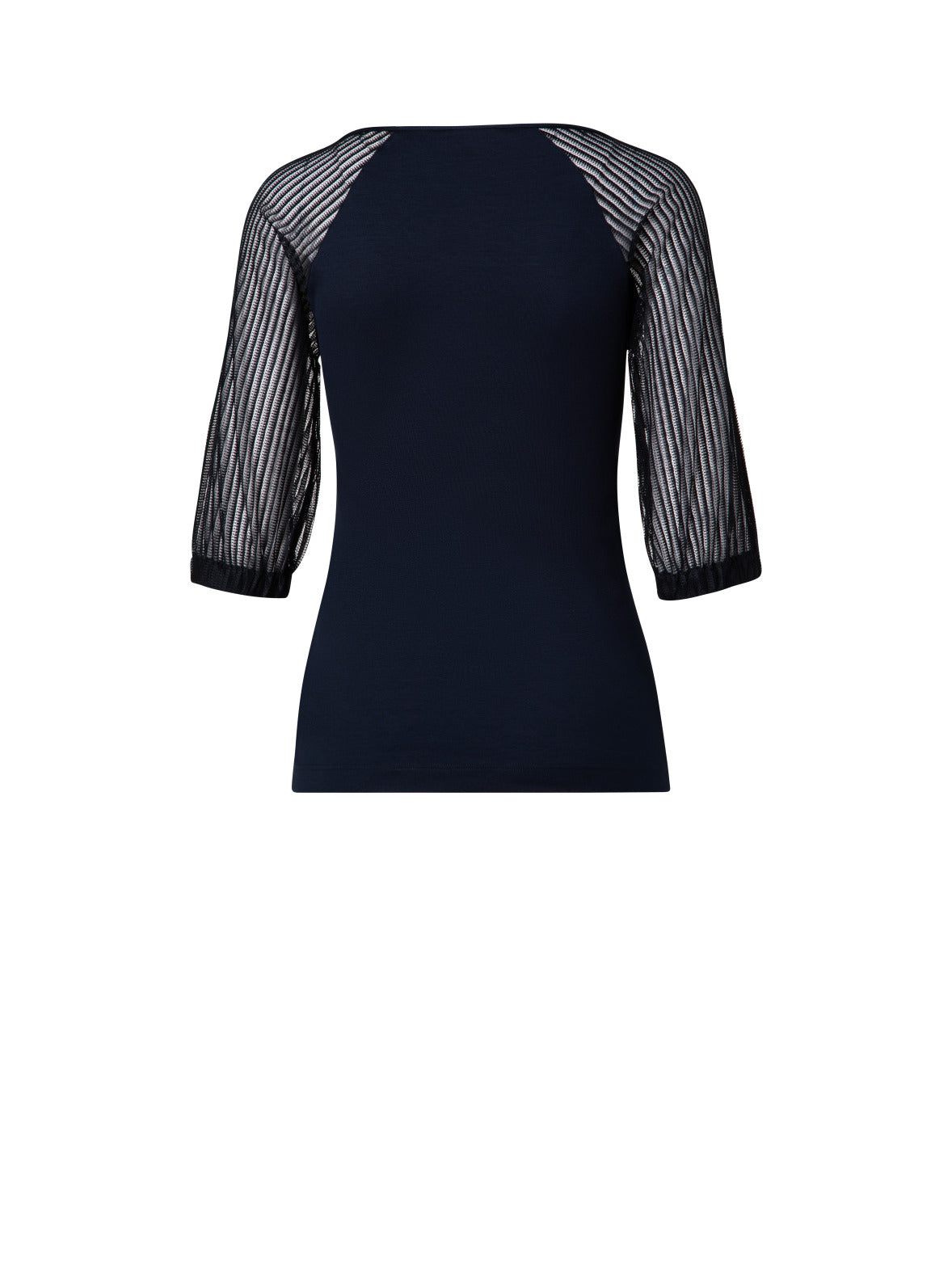 T-Shirt In Cotton Jersey With Stripes Lace Sleeve