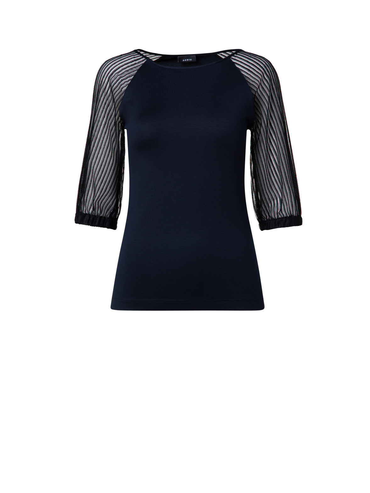 T-Shirt In Cotton Jersey With Stripes Lace Sleeve