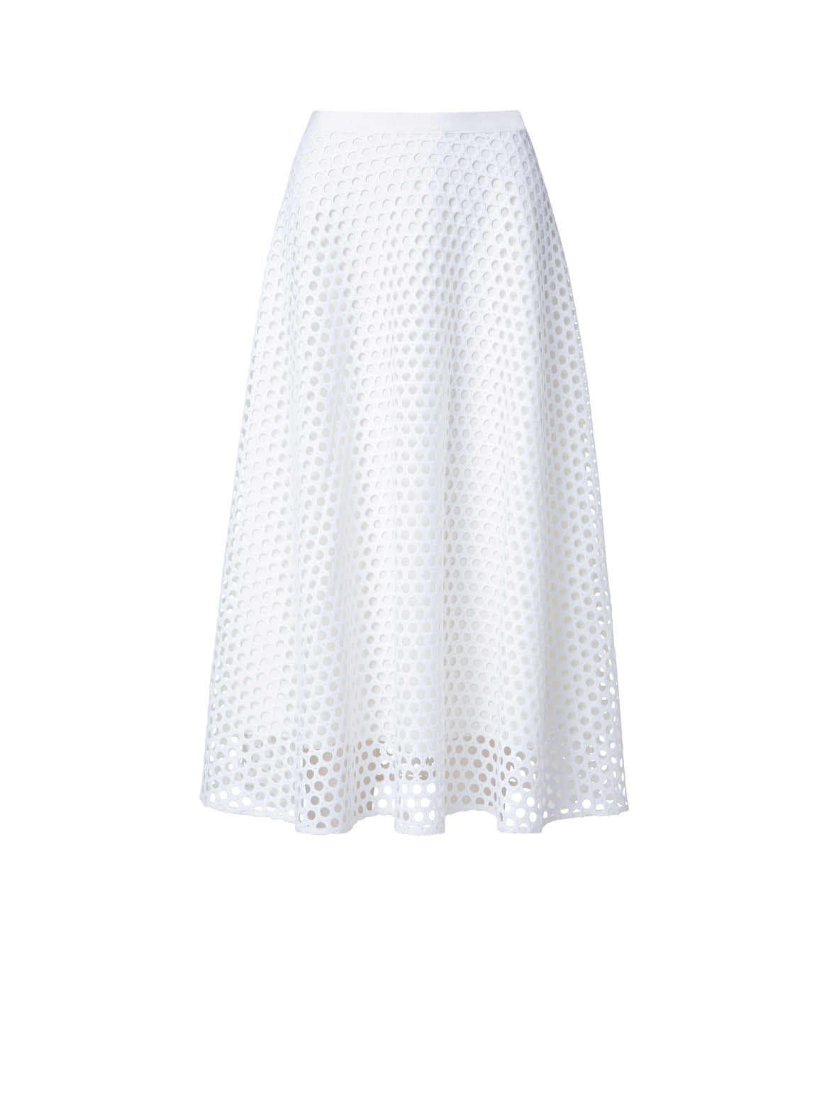 Flared Midi Skirt In Mesh Techno Guipure