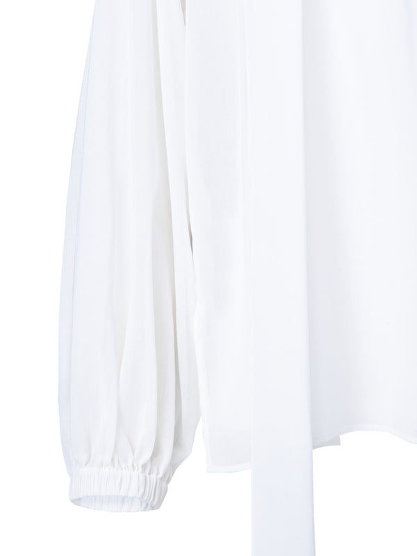 Cotton Voile Tunic Blouse With Bow