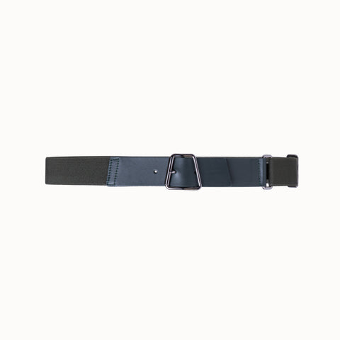 Leather and Elastic Belt with Trapezoid Buckle