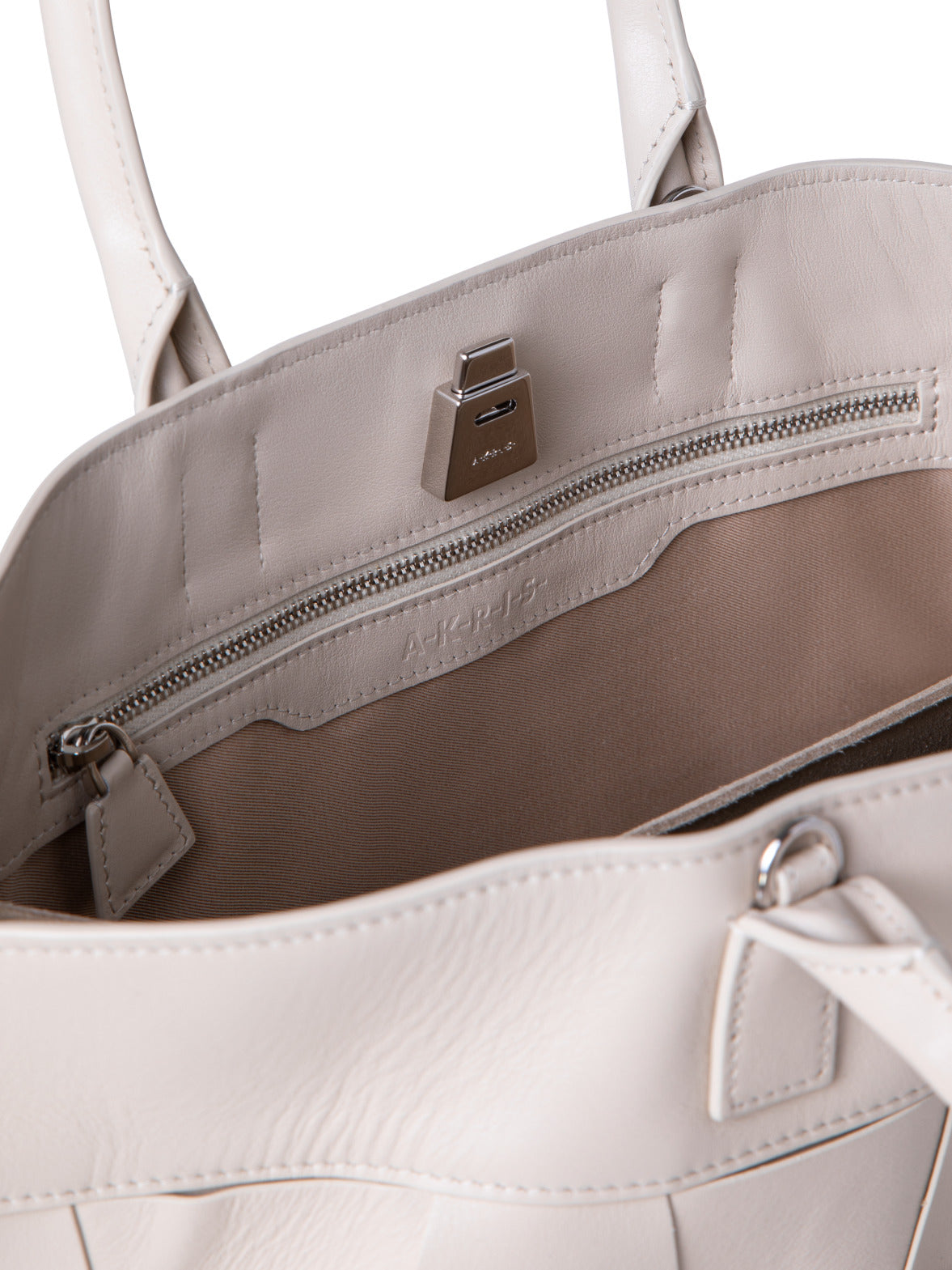 Small Ai Messenger Bag in Braided Trapezoids Leather - beige
