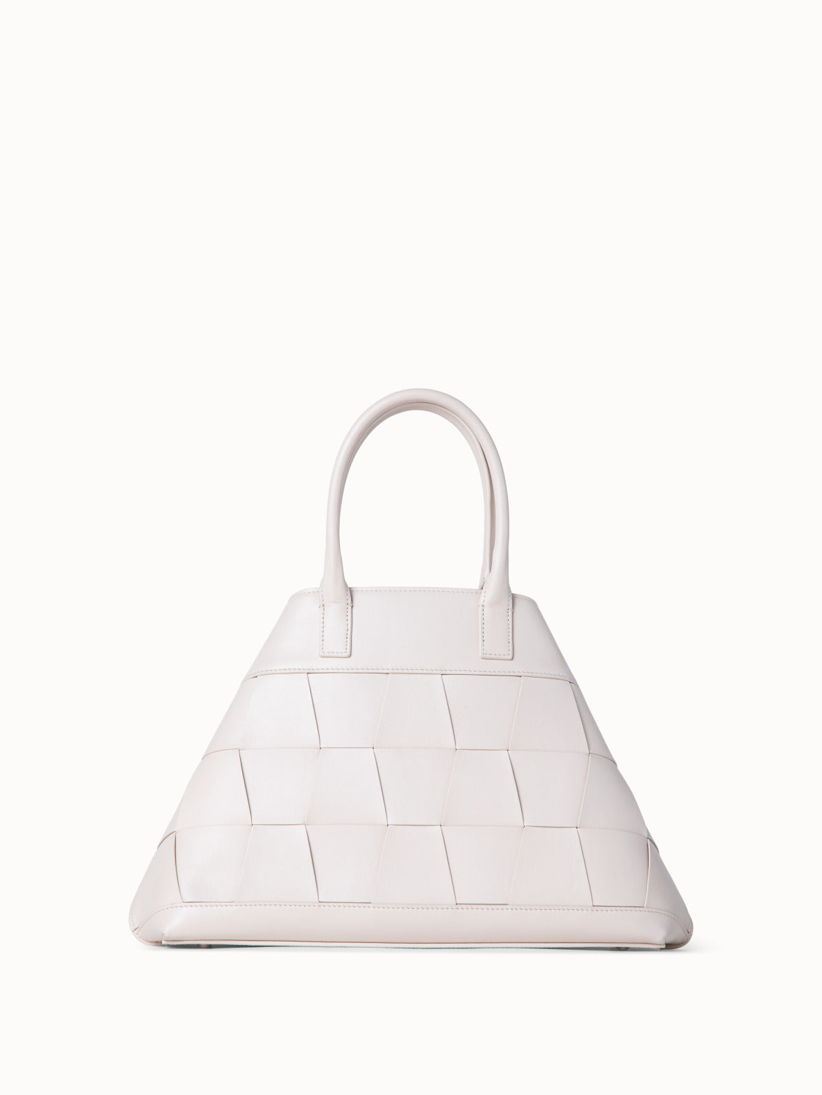 Small Ai Messenger Bag in Braided Trapezoids Leather - beige