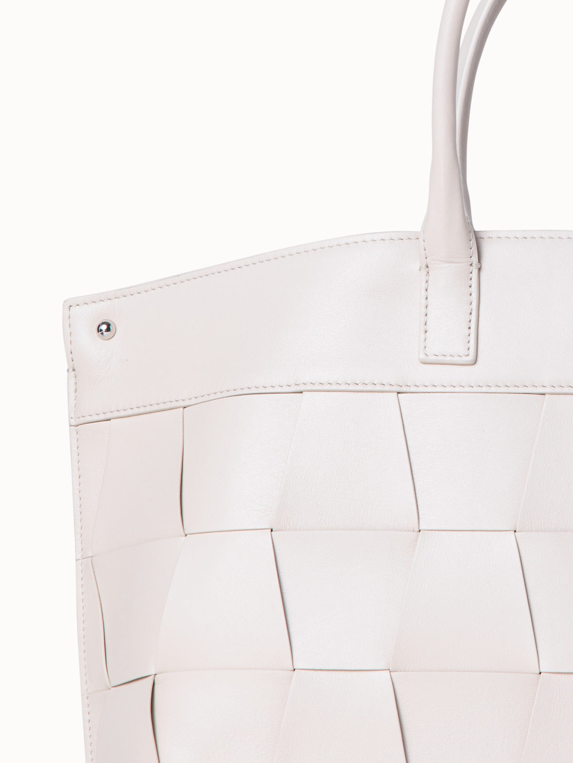 Small Ai Messenger Bag in Braided Trapezoids Leather - beige