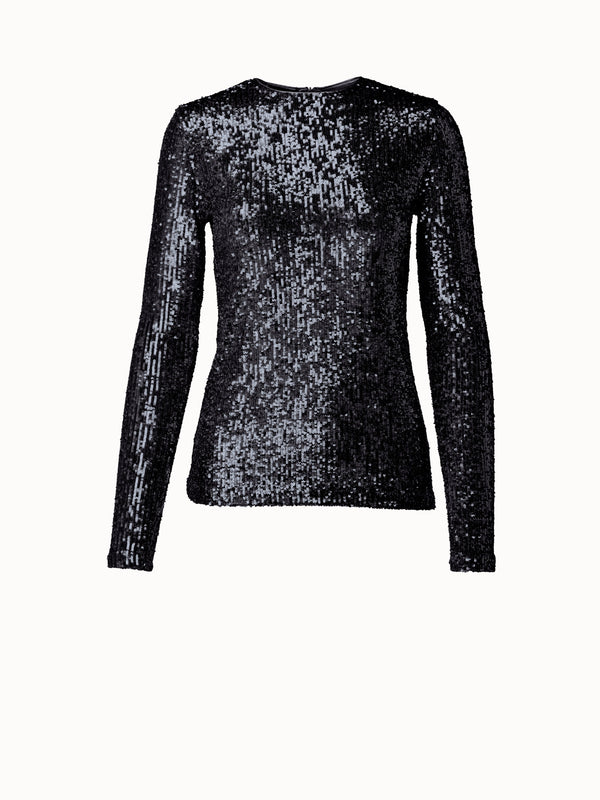 Top in Sequins on Jersey - black