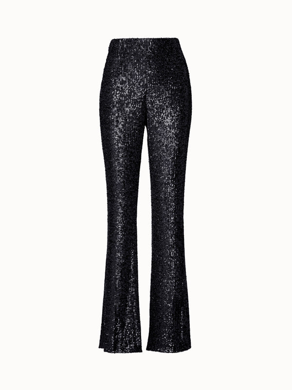 Sequins Bootcut Pants - black