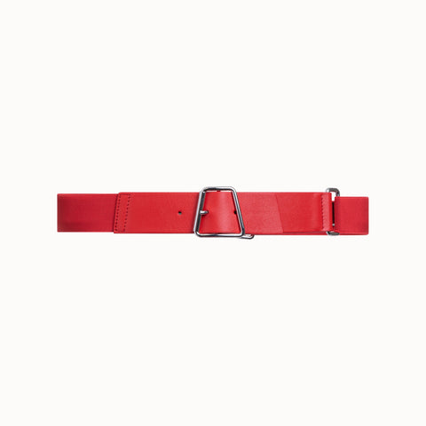 Leather and Elastic Belt with Trapezoid Buckle