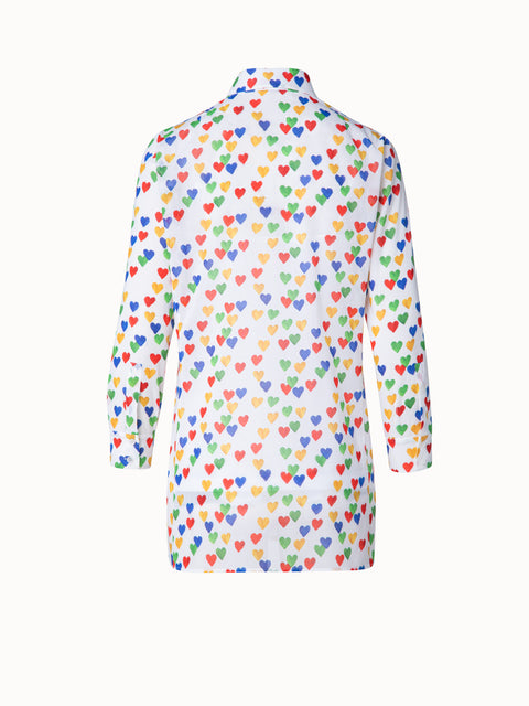 Bluse aus Baumwoll-Voile mit Hearts Druck