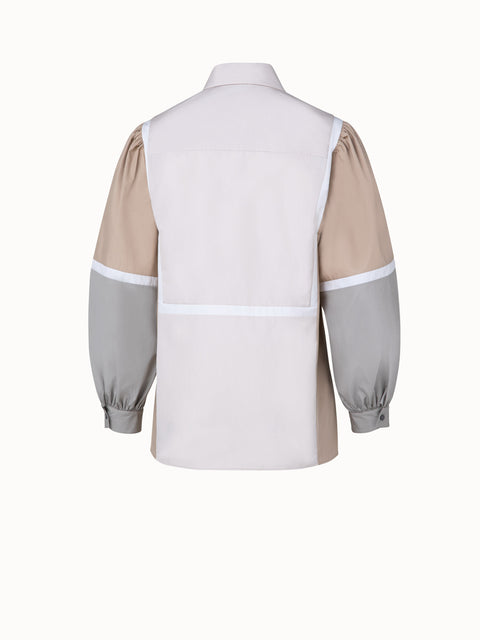 Colorblock Bluse aus Baumwoll-Popeline