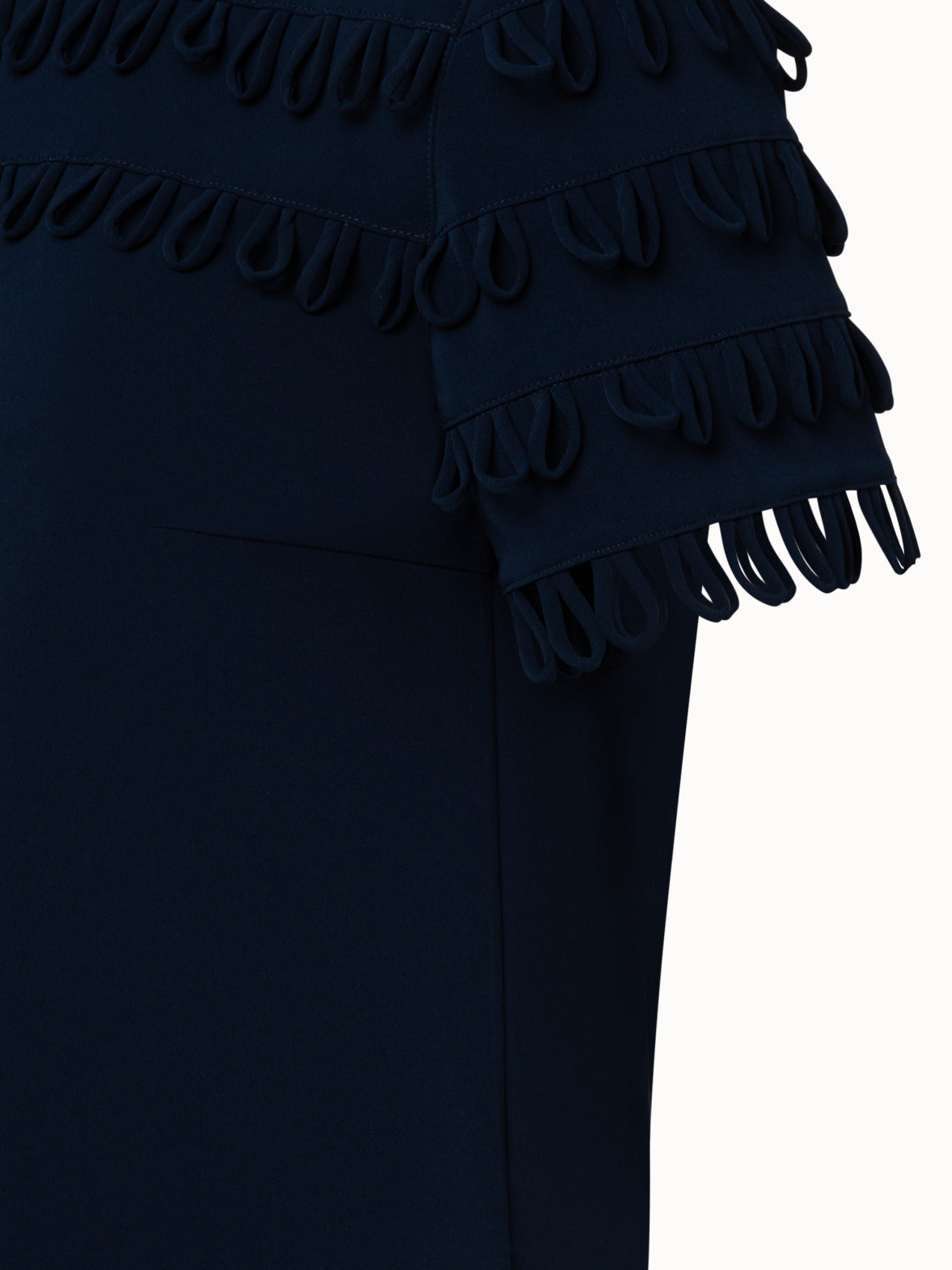 Crêpe Shirt with Loop Intarsia Details - blue - navy
