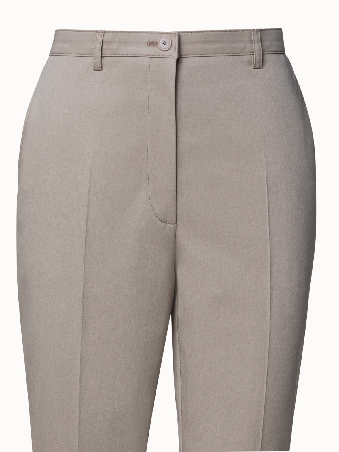 Freda Cotton Stretch Satin Cropped Tapered Pants - beige
